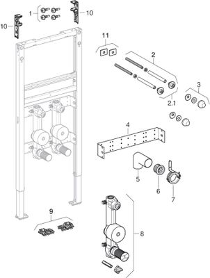 Geberit Duofix Element f WT, 82-98 cm, S-Arm. 2 WZ-Strecken, UP-KH und Anschluss T-St. Bild 2