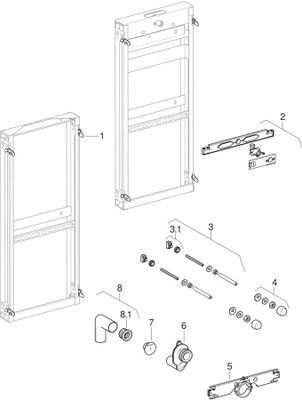 Geberit GIS Element, für Urinal, 114 cm, Universal, für AP-Druckspüler Bild 2