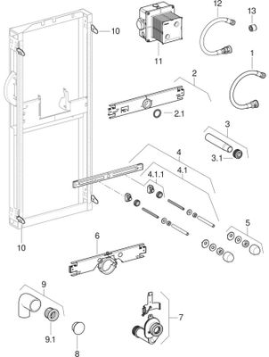Geberit Urinal-Element 114-132 cm, universell, für verdeckte Urinalsteuerung, 1140 mm Bild 3