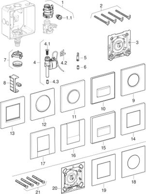 Geberit Typ 20 Urinalsteuerung, eckig, pneum Spülauslösung chrom glaenzend /, Farbe chrom Bild 2