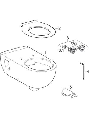 Geberit Renova Comfort Wand-WC Tiefspüler teilgeschlossene Form Rimfree, weiss Tect, 345 x 355 mm, Farbe weiß Bild 5