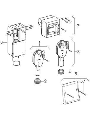 Geberit UP-Geruchsverschluss mit 2 Anschlüssen Wandeinbaukasten und Abdeckplatte d50-56 Bild 2