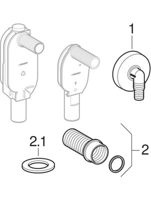 Geberit UP-Geruchsverschluss, mit Anschluss und Rosette weiss d40, Farbe weiß Bild 2