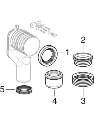 Geberit Set P-Anschlussbogen, für Stand-WC, weiss, 225 mm, Farbe weiß Bild 2