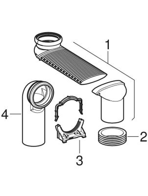 Geberit WC-Etagenbogengarnitur, waagerecht, mm, DN 90, Farbe grau Bild 2