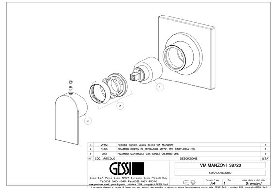 Gessi Fertigset für WT-Einhebelmischer, Via Manzoni, ohne Auslauf, Farbe chrom Bild 2
