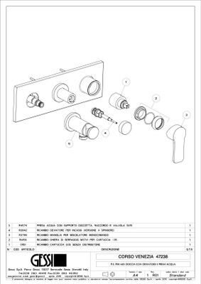 Gessi Fertigset zu Einh.-UP-Brausebatt, Corso Venezia, 2-Wege, mit WAB, mit Halter, 101 x 291 mm, Farbe chrom Bild 2