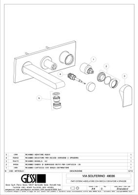 Gessi Fertigset zu Einhand-Unterputz-Badebatterie, Via Solferino, 2-Wege, 100 x 290 x 187 mm, Farbe chrom Bild 2