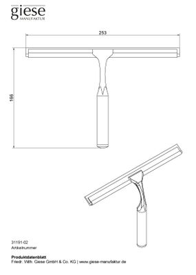Giese Duschwischer, mit graür Lippe Breite: 255 mm, 160 x 255 mm Bild 2