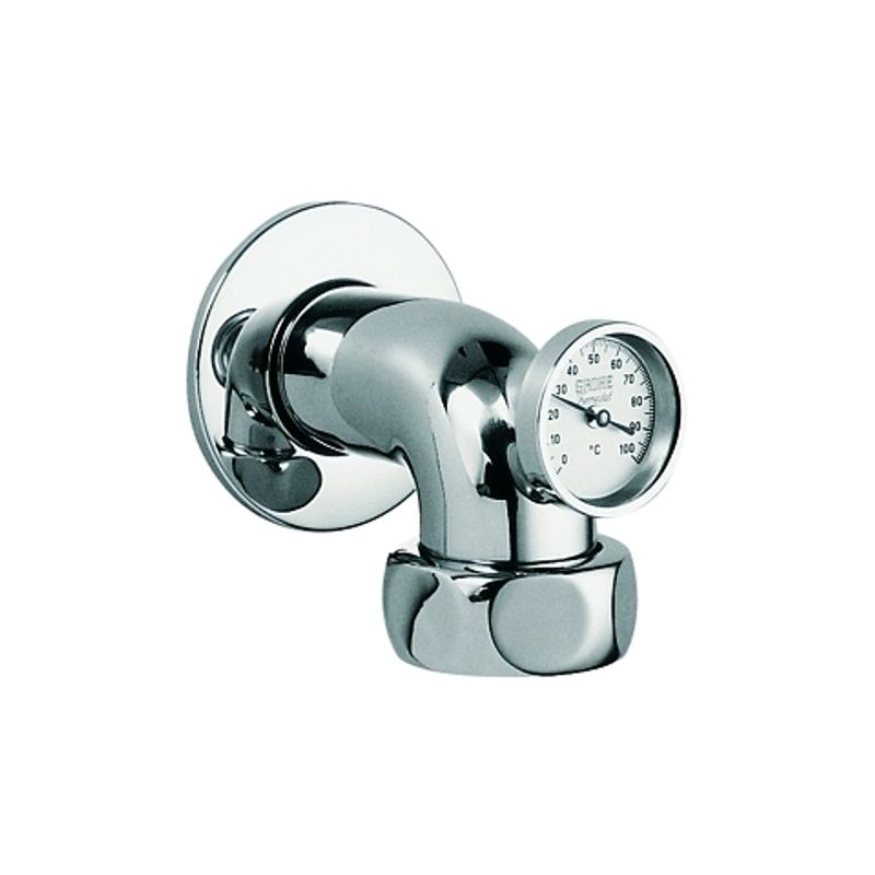 Grohe Abgangsbogen Ausladung 90 mm, mit Thermometer 1 1/, 2" x 5 / 4", Farbe silberfarben Bild 1