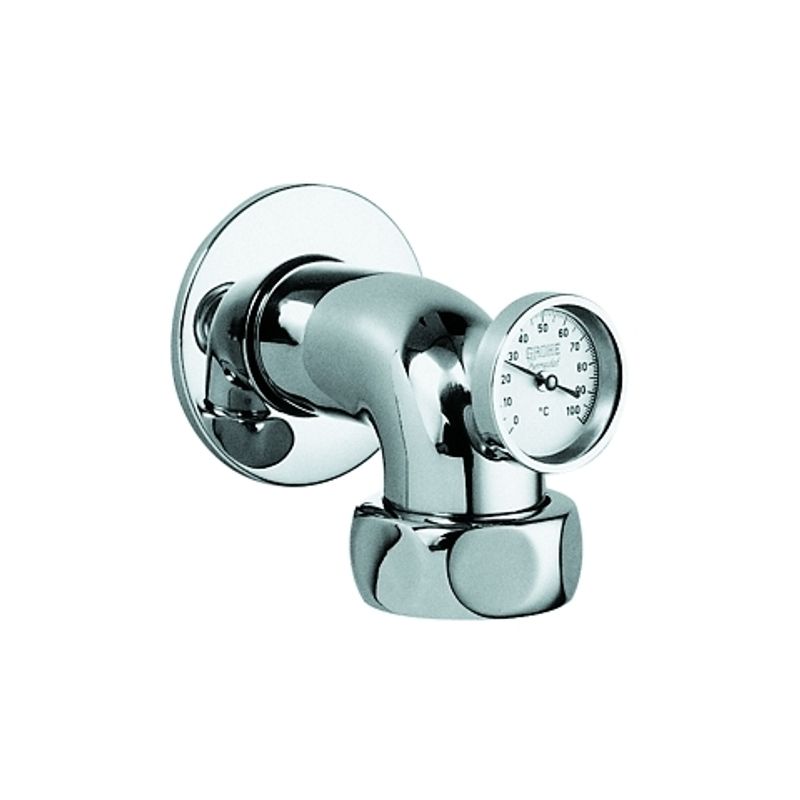 Grohe Abgangsbogen Ausladung 90 mm, mit Thermometer, 2" x 1 1/2", Farbe silberfarben Bild 1