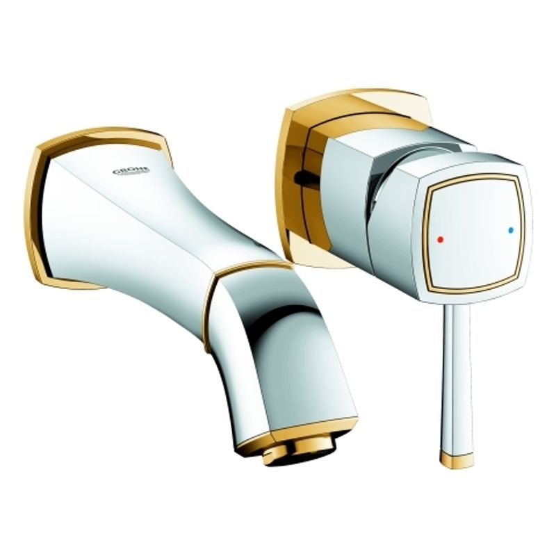 Grohe 2-Loch-WT-Batterie Grandera 19929 Wandmontage Fertigmontageset chrom / gold, Farbe chrom, gold Bild 1