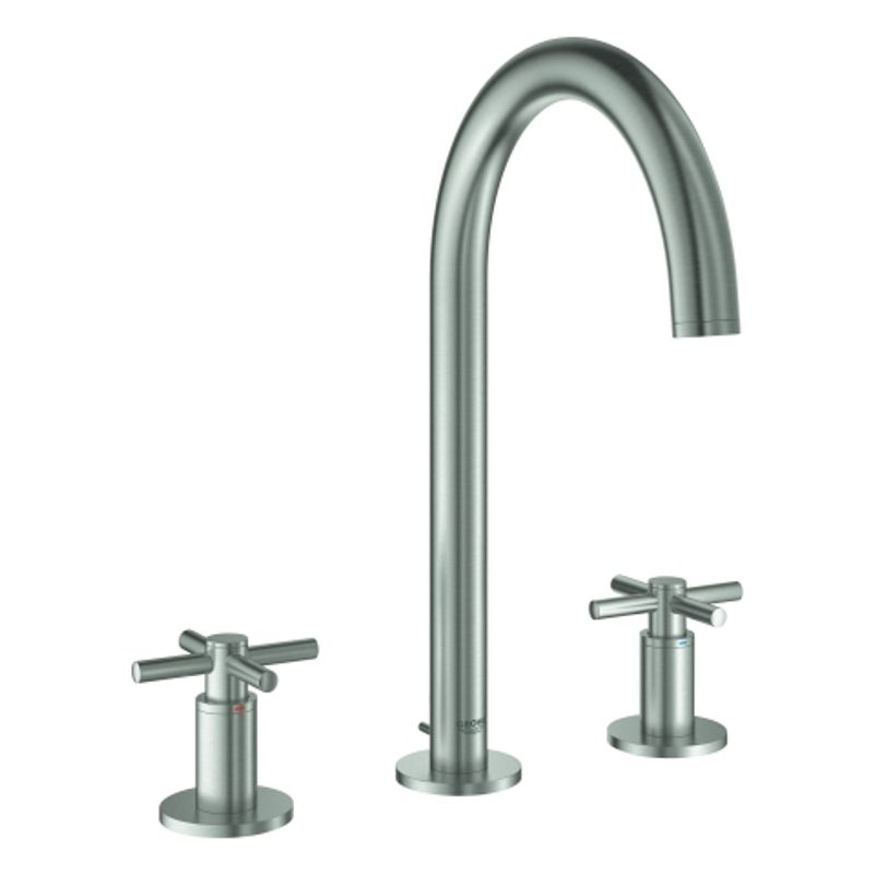 Grohe 3-Loch-WT-Batterie Atrio 20008_3 Rohrauslauf Kreuz-Griff, Farbe supersteel Bild 1