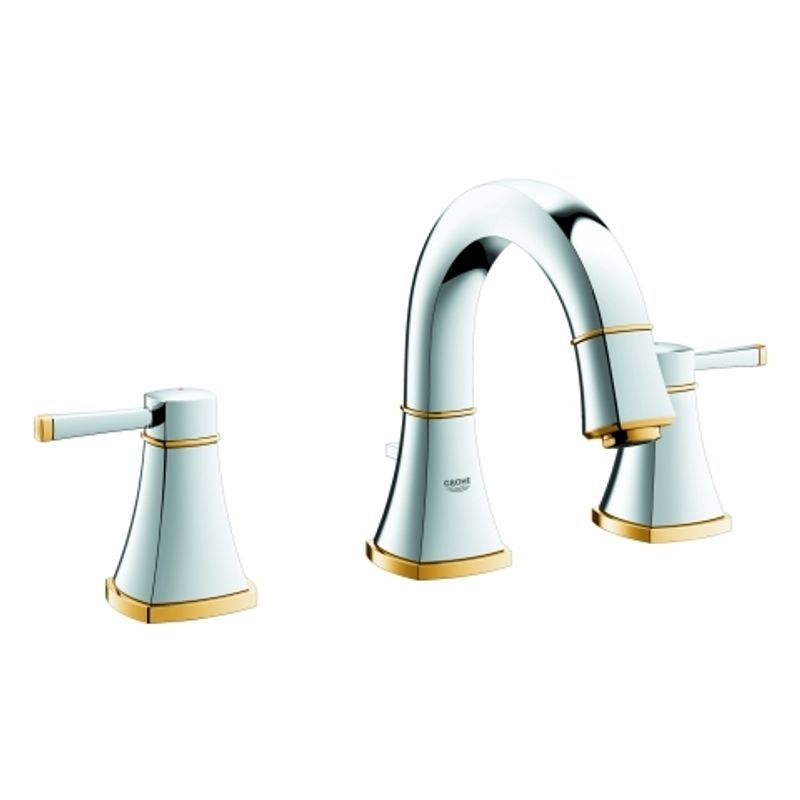 Grohe 3-Loch-WT-Batterie Grandera 20417 flacher Auslauf chrom / gold, Farbe chrom, gold Bild 1