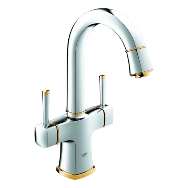 Grohe 2-Griff-WT-Batterie Grandera 21107 schwenkbarer Auslauf chrom / gold, Farbe chrom, gold Bild 1