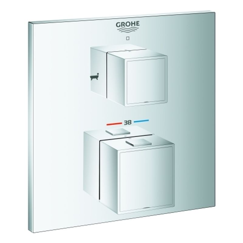Grohe Fertigmontageset THM-Wannenbatterie Grohtherm Cube, 2-Wege-Umstellung, 200 x 180 mm, Farbe chrom Bild 1