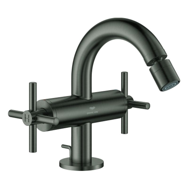 Grohe 2-Griff-Bidetbatt. Atrio 24353 Kreuz-Griff hard graphite gebürstet, Farbe hard graphite Bild 1