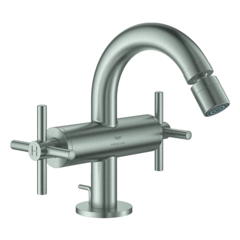 Grohe 2-Griff-Bidetbatt. Atrio 24353 Kreuz-Griff, Farbe supersteel Bild 1