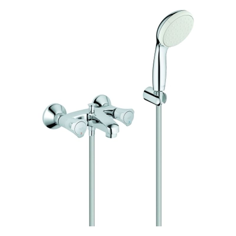 Grohe 2-Griff-Wannenbatterie Costa 25460_1, mit Tempesta Wandhalterset, 150 x 155 mm, Farbe chrom Bild 1