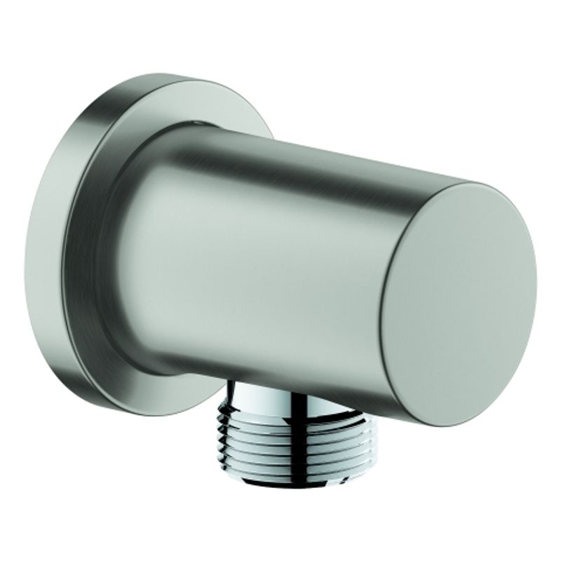 Grohe Wandanschlussbogen Rainshower supersteel Aussengewinde, Rosette rund, 64 mm, Farbe supersteel Bild 1