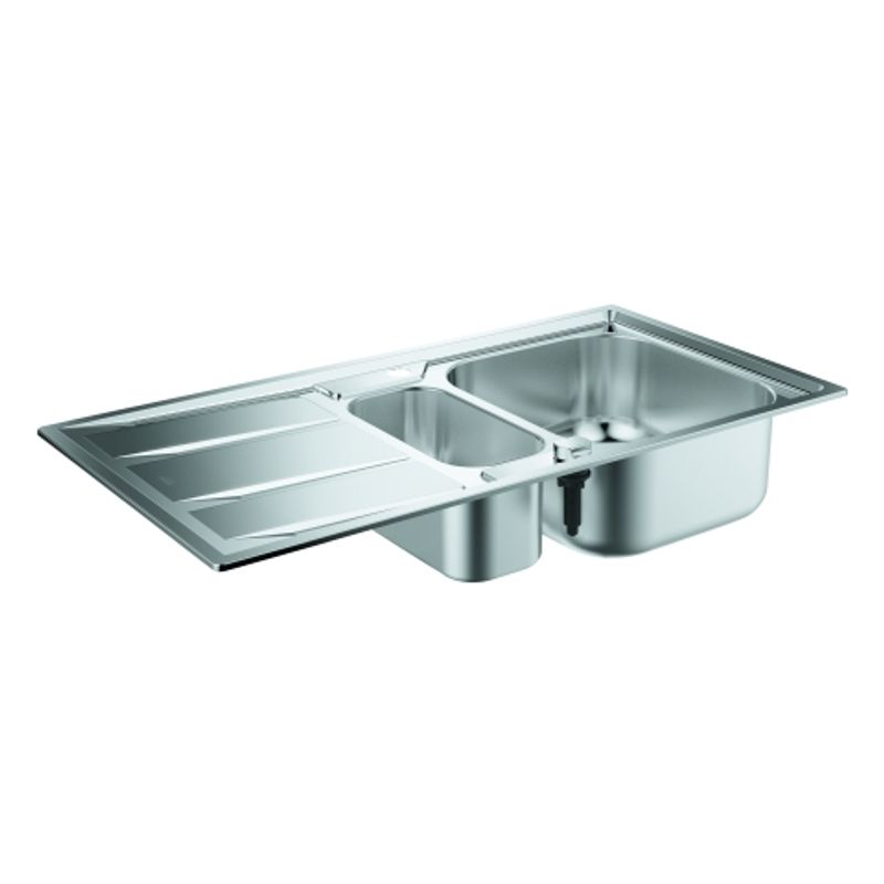 Grohe Edelstahlspüle K400 31567, mit 1,5 Becken / Abtropfflaeche, 520 mm, Farbe silber Bild 1