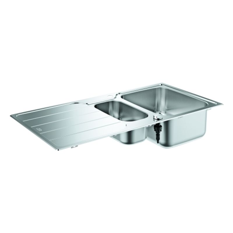 Grohe Edelstahlspüle K500 31572_1, mit 1,5 Becken Abtropfflaeche, 195 x 500 mm Bild 1