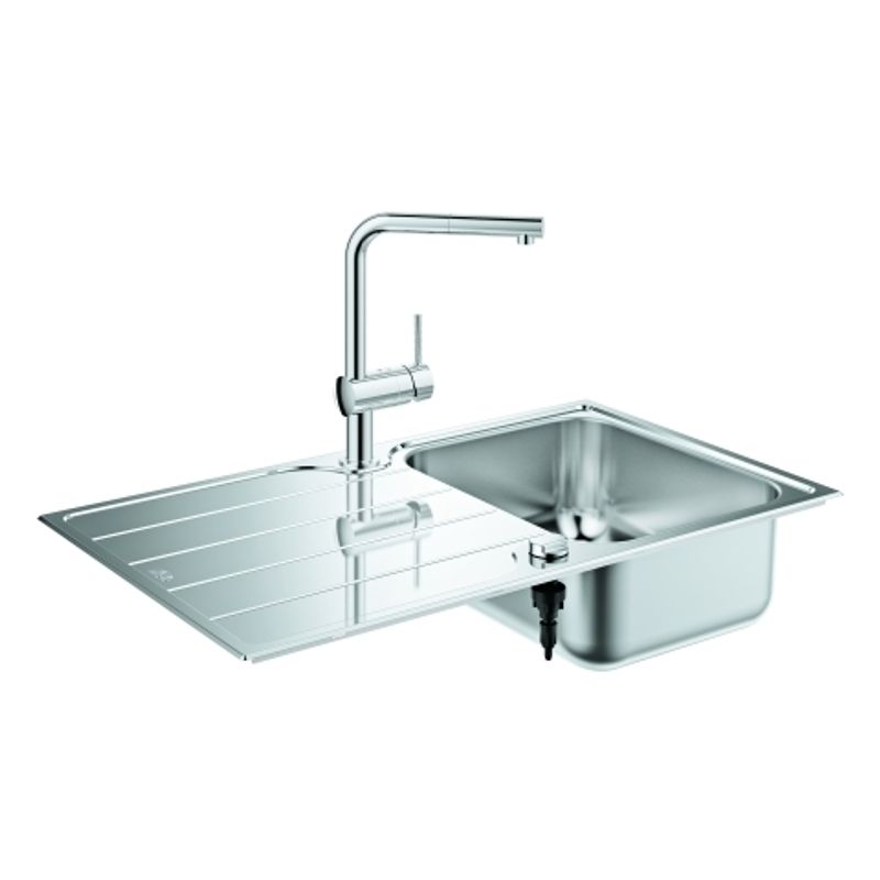 Grohe Spülen-Bundle K500 31573_1 enthaelt Edelstahlspüle / Minta SPT-Batterie, 195 x 500 mm, Farbe silberfarben Bild 1