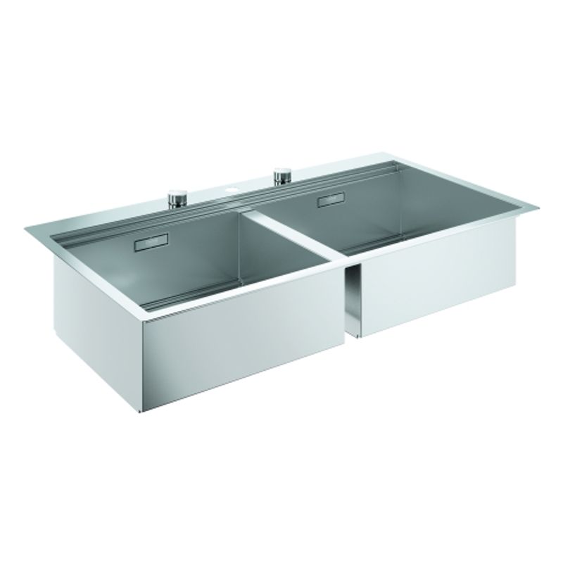 Grohe Edelstahlspüle K800 31585 2 Becken 1024 x 560 mm Einbau flächenbündig, 640 mm, Farbe silber Bild 1
