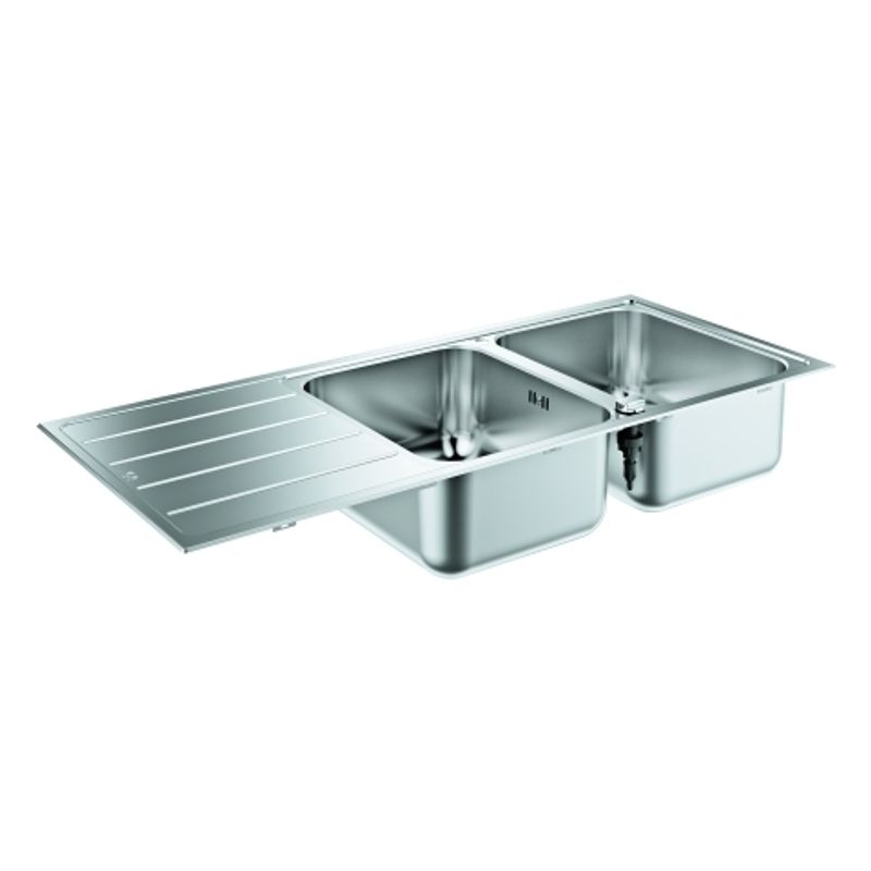 Grohe Edelstahlspüle K500 31588_1 2 Becken / Abtropfflaeche, 195 x 500 mm Bild 1