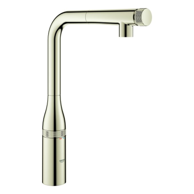 Grohe SPT-Batterie Essence Smart Control 31615 L-Auslauf auszb. Spülbrause, 84 mm, Farbe nickel Bild 1