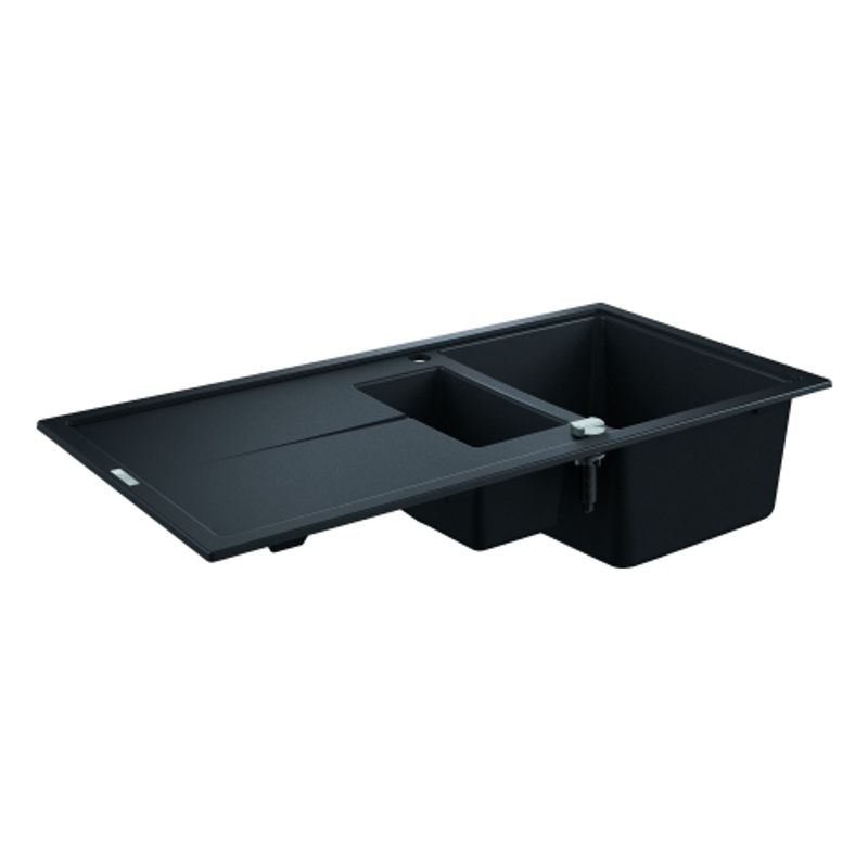 Grohe Kompositspüle K400 31642 1,5Becken 1000 x 500 mm, mit ATF re / li, 205 x 620 x 500 mm, Farbe granit schwarz Bild 1