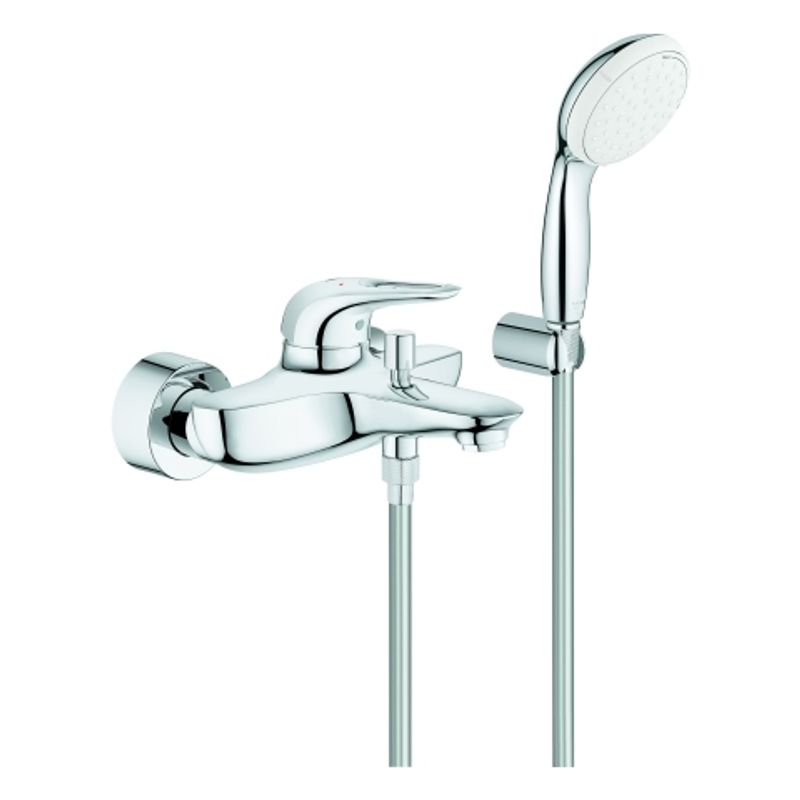 Grohe EH-Wannenbatt. Eurostyle 33592_3, mit Wandhalterset Hebel offen, 195 x 204 mm, Farbe chrom Bild 1