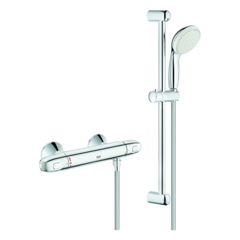 Grohe THM-Brausebatterie Grohtherm 1000 34151_4, mit Brausegarnitur 600 mm, 70 x 75 mm, Farbe silberfarben Bild 1