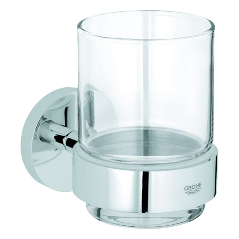 Grohe Glas Essentials 40447_1, mit Halter, 99 x 125 x 106 mm, Farbe chrom Bild 1