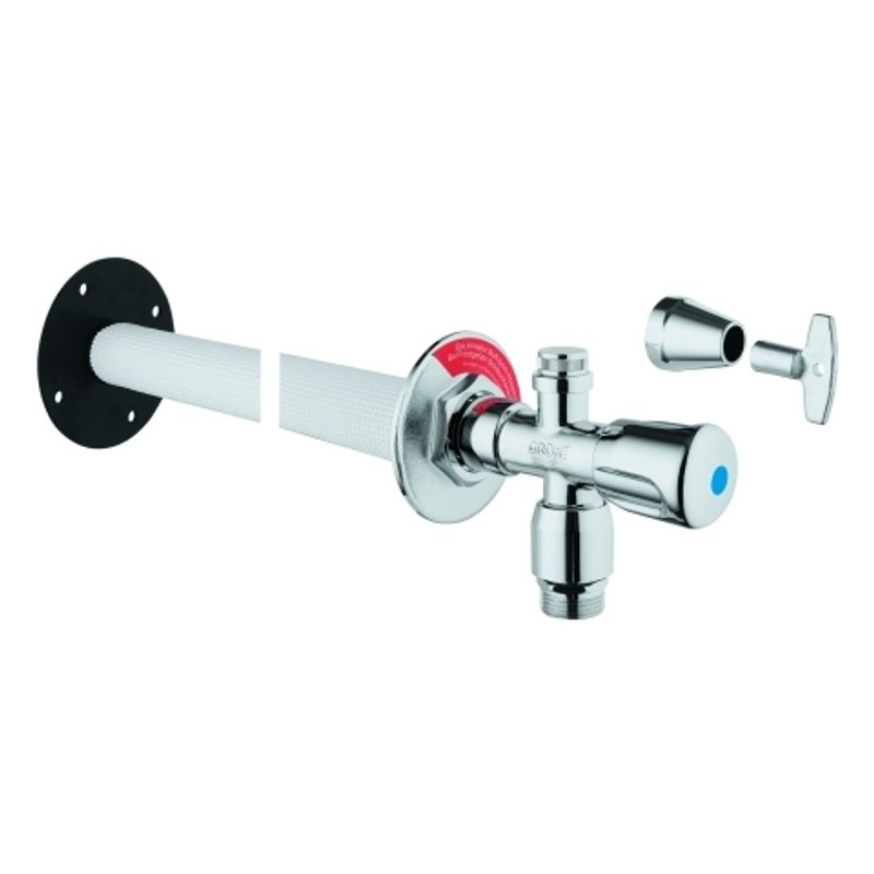 Grohe Aussenwandventil Bausatz Eurotec, mit Rohrbelüfter, DN 15, Farbe silberfarben Bild 1