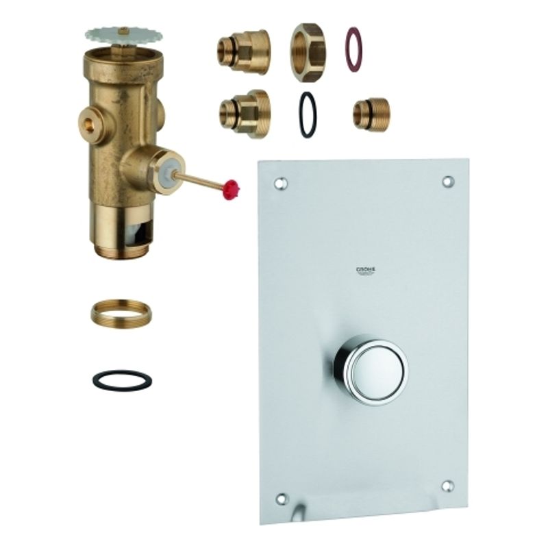 Grohe Austausch-WC-Druckspüler DAL 3/4" für WE mit Abdeckplatte mit Druckknopf verchromt, 125 x 280 mm, Farbe chrom Bild 1