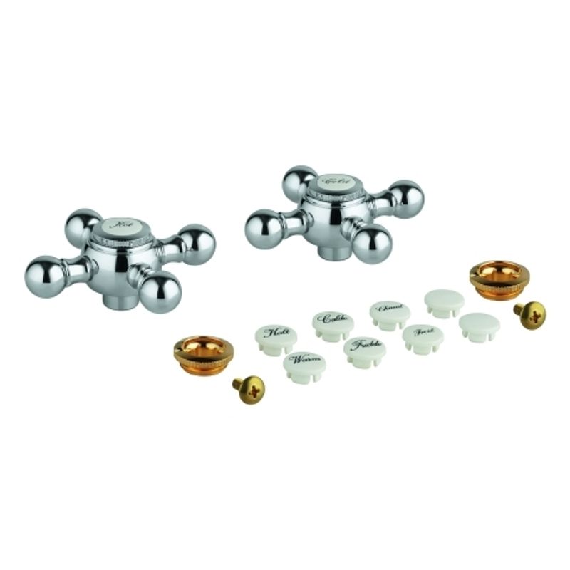 Grohe Kreuzgriff, für Sinfonia, Markierung warm / kalt, Farbe silberfarben Bild 1