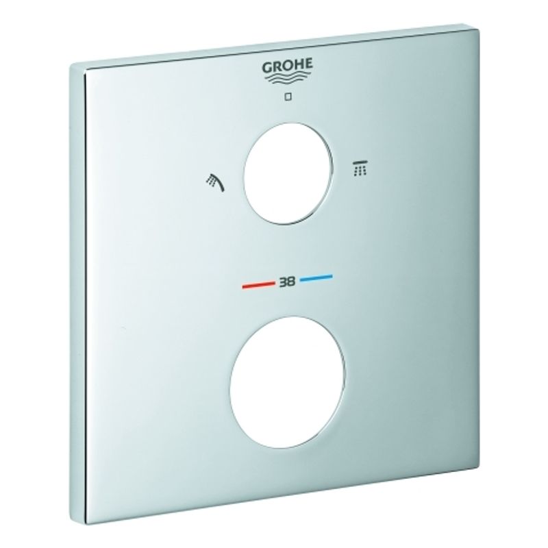 Grohe Rosette eckig, für Thermostat-Fertigmontagesets, Farbe silberfarben Bild 1