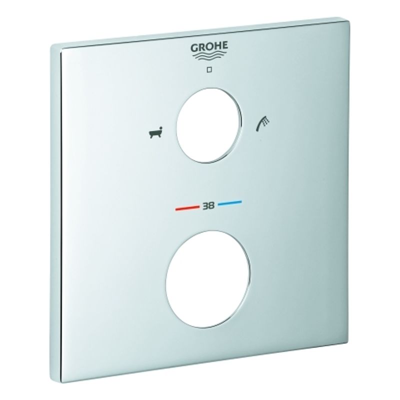 Grohe Rosette, für THM-Fertigmontagesets, eckig, Metall, FastFixation, Farbe silberfarben Bild 1
