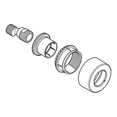 Grohe S-Anschluss, Verstellbereich: 7,5 mm, 1/, 2" x 3 / 4", Schalld. u.Schubros, Farbe silberfarben Bild 2