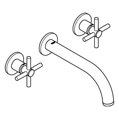 Grohe 3-Loch-WT-Batterie Atrio 20164_3 Fertigmontageset Kreuz-Griff, Farbe supersteel Bild 4