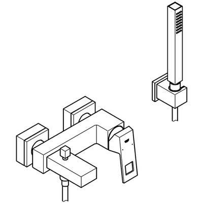Grohe EH-Wannenbatterie Eurocube Wandmontage Brausegrt. Euphoria Cube, 190 x 200 mm, Farbe chrom Bild 4