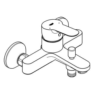 Grohe Einhand-Wannenbatterie Baüdge integr. Rückflussverhinderer, 160 x 180 mm, Farbe silberfarben Bild 4