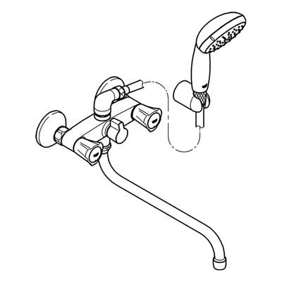 Grohe 2-Griff-Mehrzweckbatterie Costa 26790_1, mit Tempesta Wandhalterset, 100 x 200 mm, Farbe chrom Bild 4