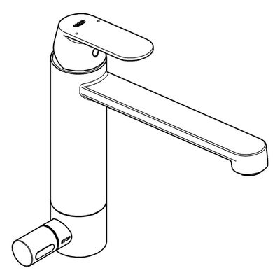 Grohe EH-SPT-Batterie Eurosmart C mittelhoher Auslauf Absperrventil, 86 mm, Farbe chrom Bild 4