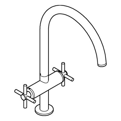 Grohe 2-Griff-Spültischbatterie Atrio 30609 C-Auslauf hard graphite gebürstet, Farbe hard graphite Bild 4