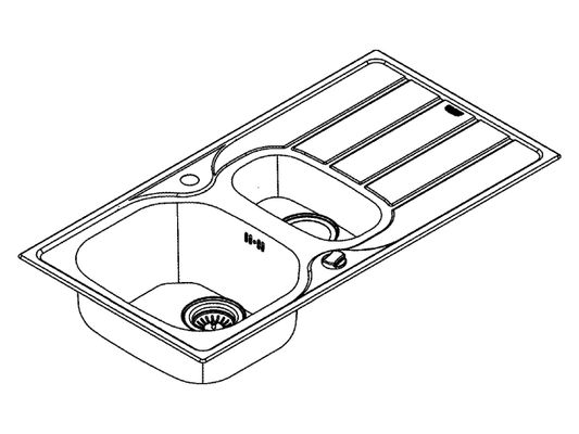 Grohe Edelstahlspüle K200 31564_1, mit 1,5 Becken Abtropfflaeche, 175 x 500 mm Bild 4