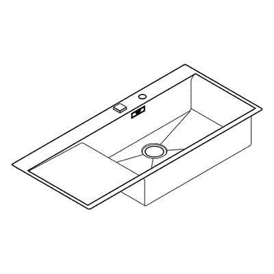 Grohe Edelstahl-spüle K1000 31582 1 Becken ATF 1160 x 520 mm Einbau fl.-bündig / rechts, 600 mm, Farbe silber Bild 4