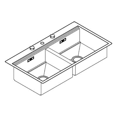 Grohe Edelstahlspüle K800 31585 2 Becken 1024 x 560 mm Einbau flächenbündig, 640 mm, Farbe silber Bild 4