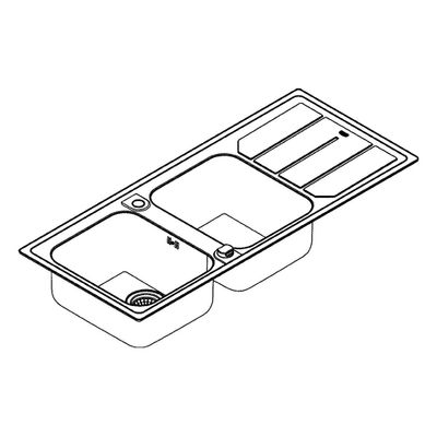 Grohe Edelstahlspüle K500 31588, mit 2 Becken / Abtropfflaeche, 570 mm, Farbe silber Bild 4